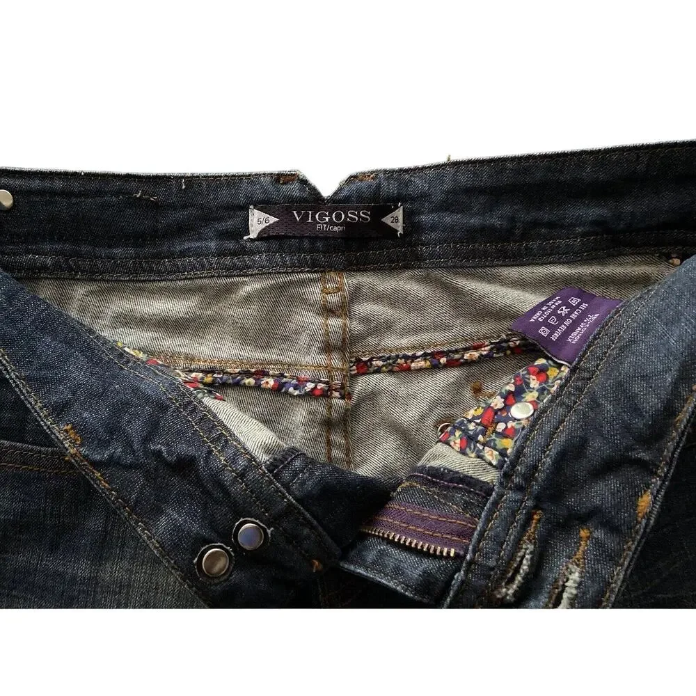 VIGOSS Fit/Capri Low-Rise Distressed Blue Jeans sz 28 (5/6)